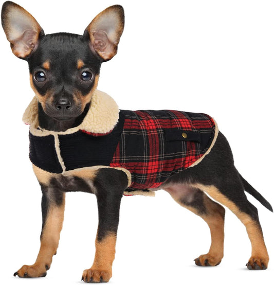 Preferhouse Winter Coat for Small and Medium Dogs, Puppy Plaid Jacket, Cotton Coat for Cold Weather, Windproof Warm Dog Garments, Pet Thickened Outfits Indoor Outdoor, Red XS Animals & Pet Supplies > Pet Supplies > Dog Supplies > Dog Apparel Preferhouse Red Small 