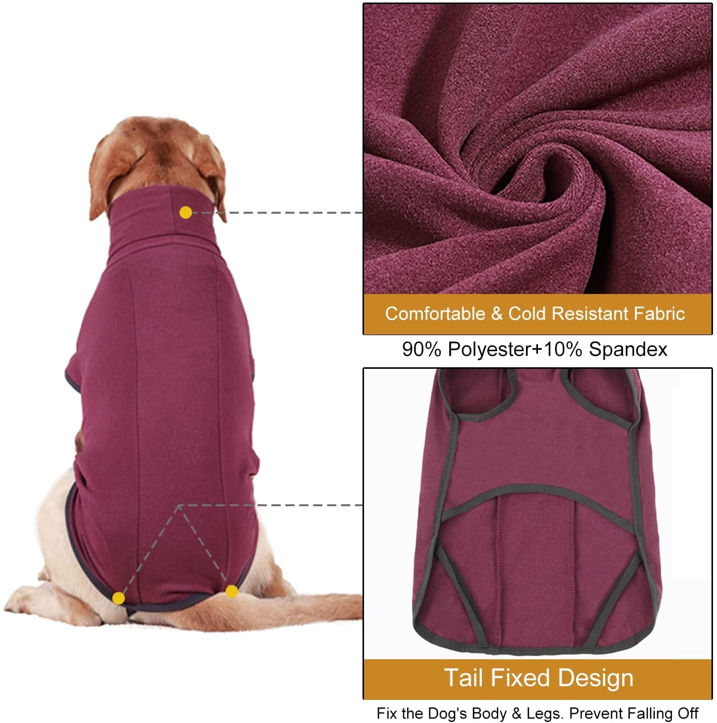 Dog Cold Weather Coats, Dog Sweaters with Leash Hole for Small Medium Large Dogs, Bowite Soft Warm Stretchy Dog Winter Jacket Girl Boy for Cold Weather, Dog Pullover Sweater Vest (Wine Red,2Xs) Animals & Pet Supplies > Pet Supplies > Dog Supplies > Dog Apparel Bowite   