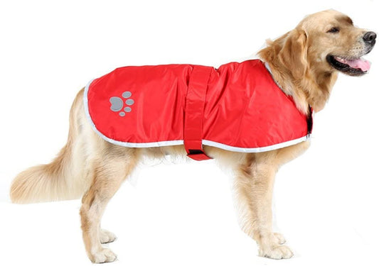 TOPSOSO Fashion Shop Dog Blanket Coat Reversible Winter Jacket with Waterproof Shell,Fleece Lining and Reflective Strip and Paw Print 3 Color for Choice. (Red, Xl(Back 24“)) Animals & Pet Supplies > Pet Supplies > Dog Supplies > Dog Apparel FashionShop 55555   