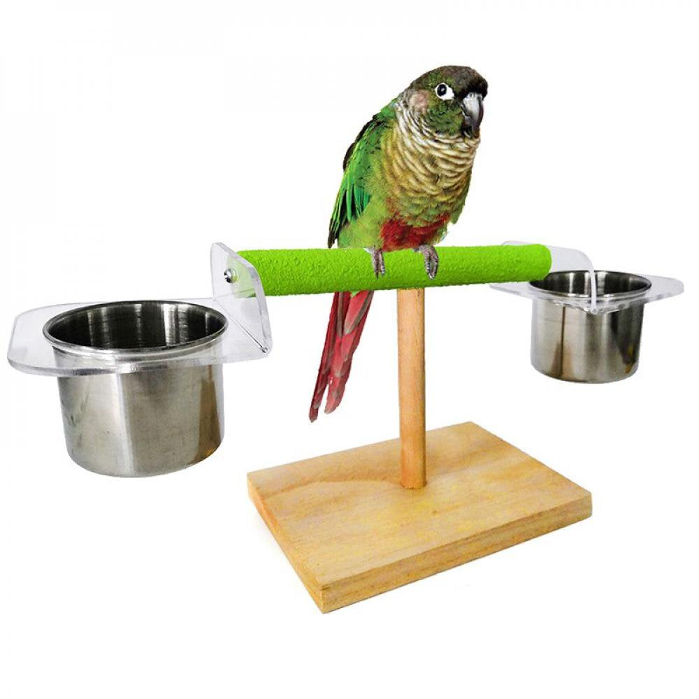 Bird Toys Parrot Play Stand Bird Play Stand Cockatiel Playground Wood Perch Gym Playpen Ladder with Feeder Cups Toys