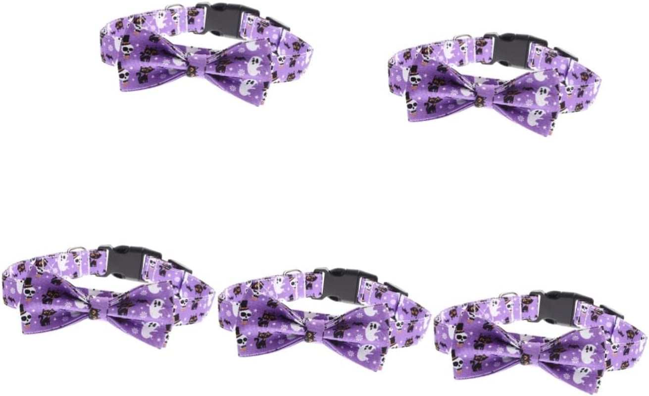 Generic 4Pcs Cat Decor Themed Collar Neckwear Pets Medium Collars Bowtie Bow Cats Fancy Designed Halloween Dog Photo for Removable Pet Comfortable Cute Decorative Adjustable Ties Purple Animals & Pet Supplies > Pet Supplies > Dog Supplies > Dog Apparel generic Purplex5pcs 50X2.5X1CMx5pcs 