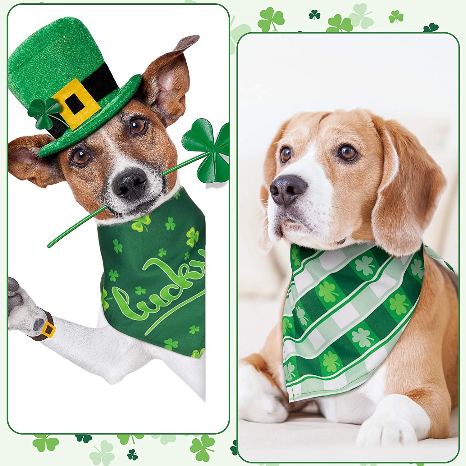 6 Pieces St. Patrick'S Day Dog Bandana Reversible Triangle Bibs Dog Scarf Neckerchief Lucky Shamrock Bandanna for Pets Dogs Cats Animals, 6 Styles Animals & Pet Supplies > Pet Supplies > Dog Supplies > Dog Apparel Geyoga   