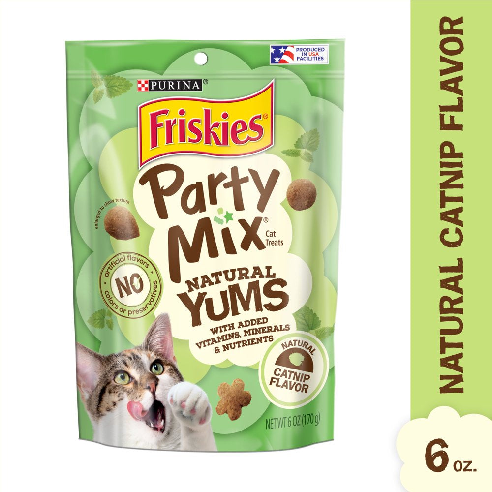 Friskies , Natural Cat Treats, Party Mix Natural Yums Catnip Flavor, 6 Oz. Pouch Animals & Pet Supplies > Pet Supplies > Cat Supplies > Cat Treats Nestlé Purina PetCare Company   