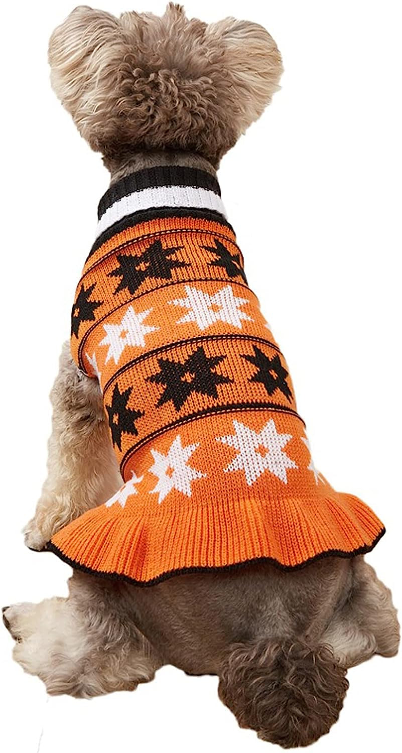 Dog Sweater, Dog Dresses for Small Dogs Turtleneck Polka Cat Sweaters Knitwear Fall Winter Coat Warm Cute Dog Clothes Sweatshirt Girl Boy Pet Sweater for Small Dog Cat Puppy Animals & Pet Supplies > Pet Supplies > Dog Supplies > Dog Apparel Bwealth Orange Small 