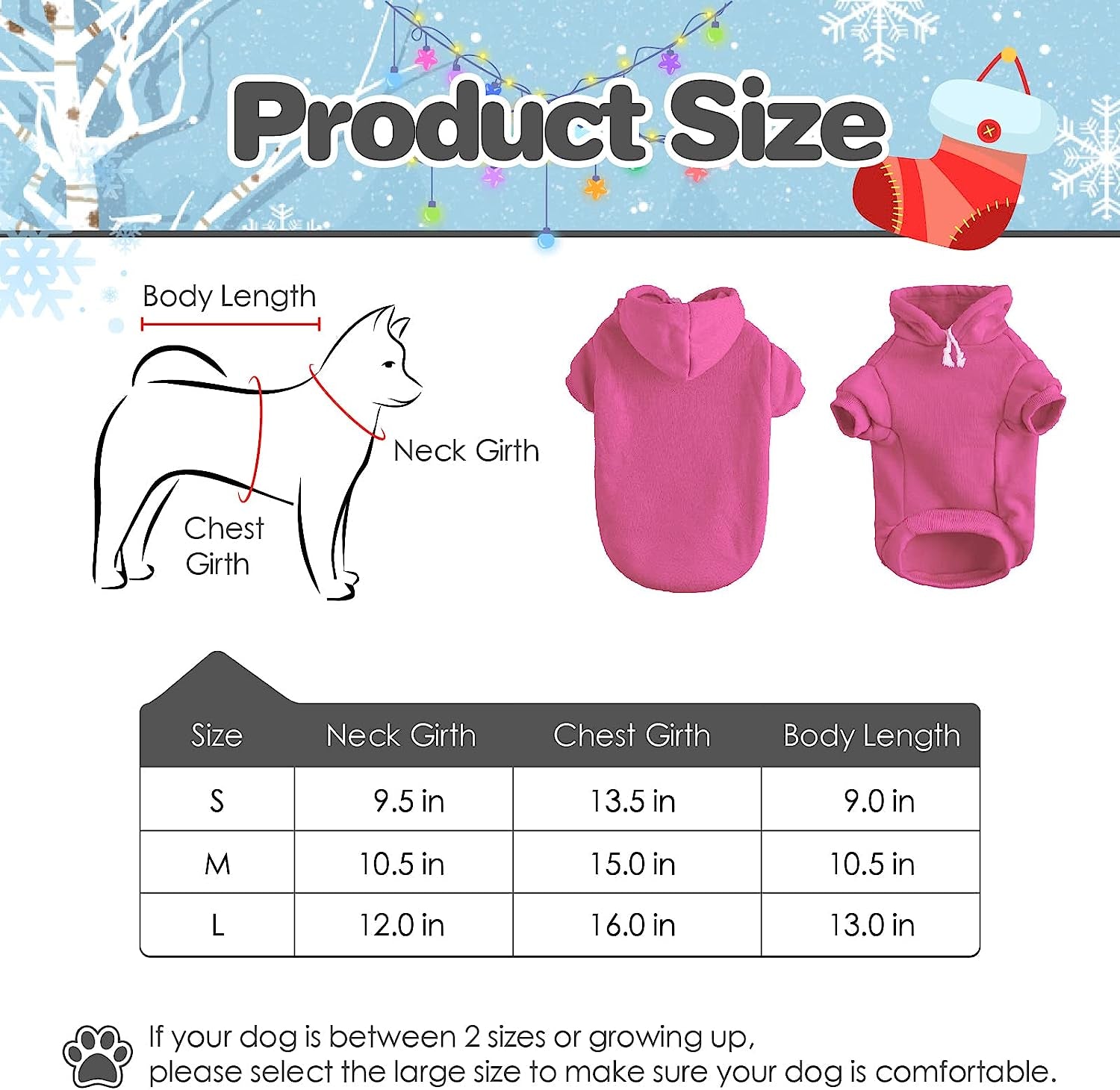 Cnarery Dog Hoodie Pet Clothes, Soft and Warm Dog Sweater with Leash Hole, Dog Winter Coat, Cold Weather Clothes for Small Medium Dogs (Medium(Chest 15 In), Pink) Animals & Pet Supplies > Pet Supplies > Dog Supplies > Dog Apparel Cnarery   