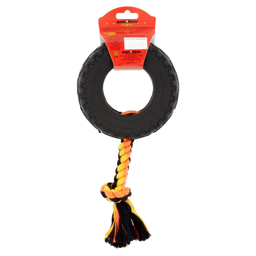 Mammoth Tirebiter Rubber Tire Dog Toy with Rope, Small, 6'' Animals & Pet Supplies > Pet Supplies > Dog Supplies > Dog Toys PHILLIPS PET FOOD SUPPLY   