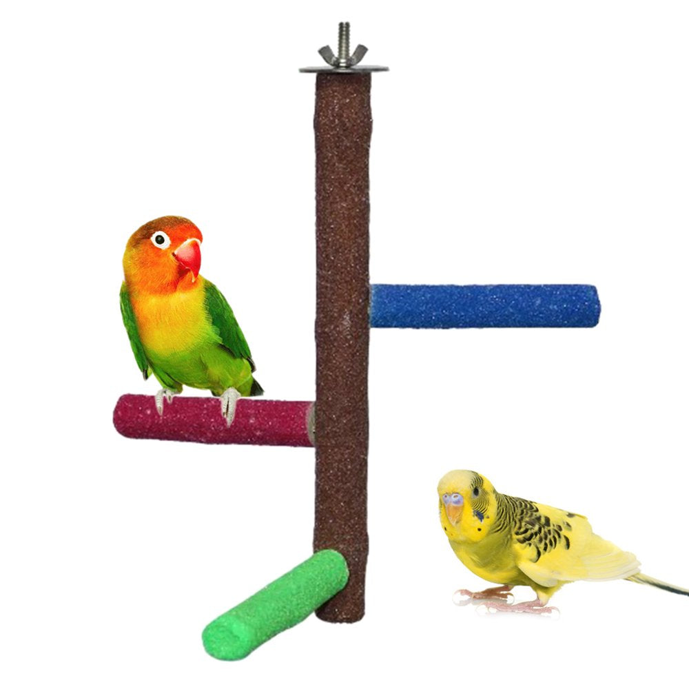 Parrot Perch Rough-Surfaced Sand Perches Bird Cage Chewing Toy Ladder Perch Wood Stand Beaks Claws Trimmed Grinding Animals & Pet Supplies > Pet Supplies > Bird Supplies > Bird Ladders & Perches STAGA   