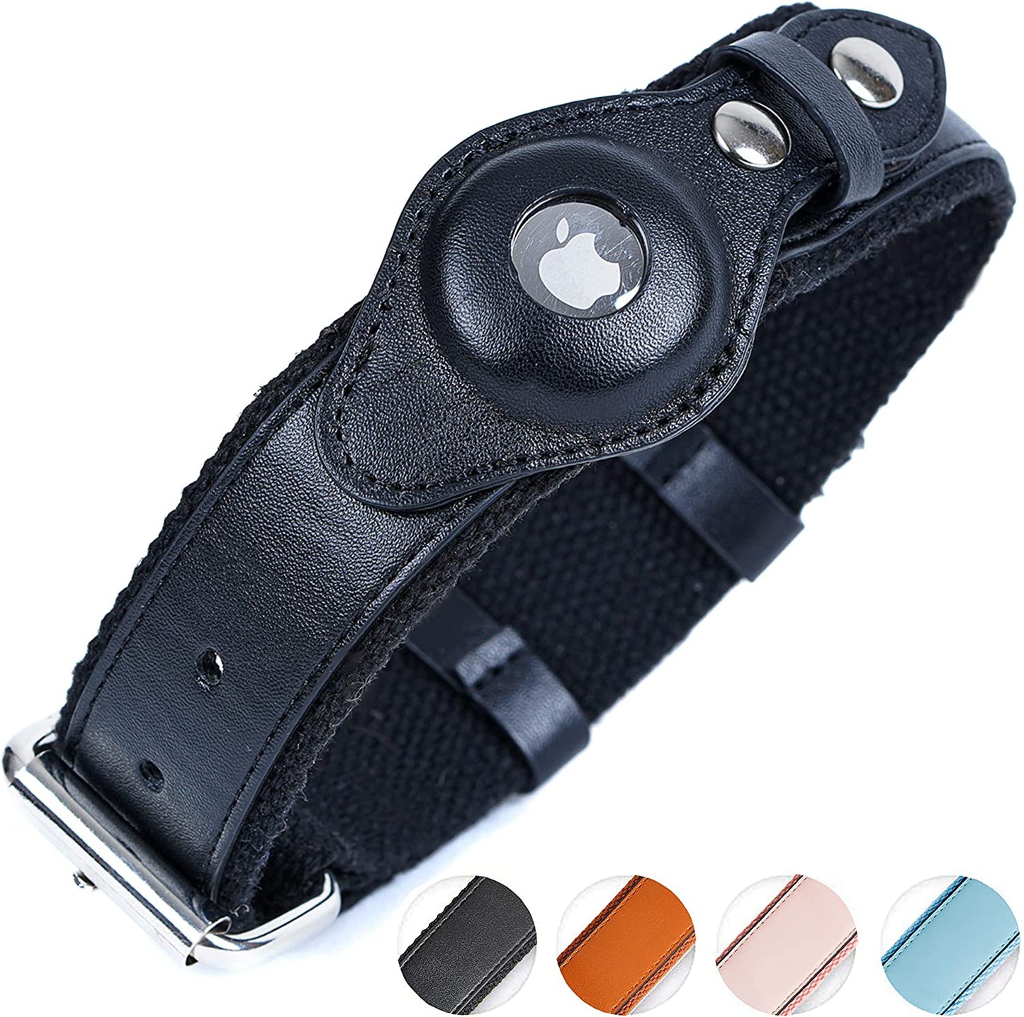 Safe Paws Airtag Dog Collar Holder - Our Adjustable Air Tag Dog Collar Holder Fits Small Medium and Large Dogs - Use Our Elegant PU Leather Dog Airtag Collar to Quickly Locate Your Dog Electronics > GPS Accessories > GPS Cases Safe Paws Black Small 
