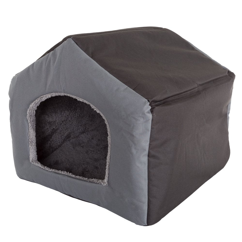 Indoor Dog House – Covered Dog Bed with House Shape and Removable Sherpa Lined Pad – Pet Tent for Cats or Dogs up to 35Lbs by PETMAKER (Gray) Animals & Pet Supplies > Pet Supplies > Cat Supplies > Cat Beds Trademark Global LLC   