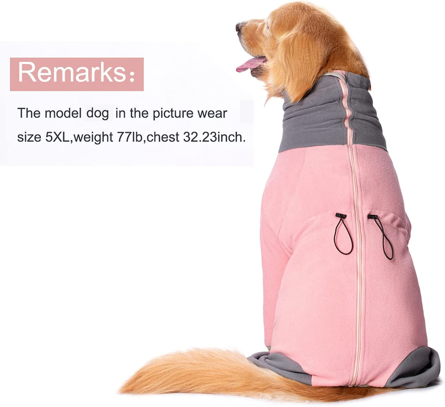 Dog Winter Warm Coats 4-Legs Fleece for Large Medium Dogs, High Collar Dog Cold Weather Coat Full Body Dog Snowsuit Comfort Windproof Dog Sweater (2XL, Pink) Animals & Pet Supplies > Pet Supplies > Dog Supplies > Dog Apparel Yeapeeto   