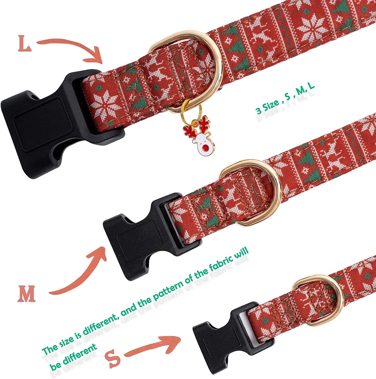 Cotton Christmas Dogs Collar with Bow Tie Red Green Dog Collars for Girl Female Boy Male Small Medium Large Dogs L Animals & Pet Supplies > Pet Supplies > Dog Supplies > Dog Apparel Faygarsle   