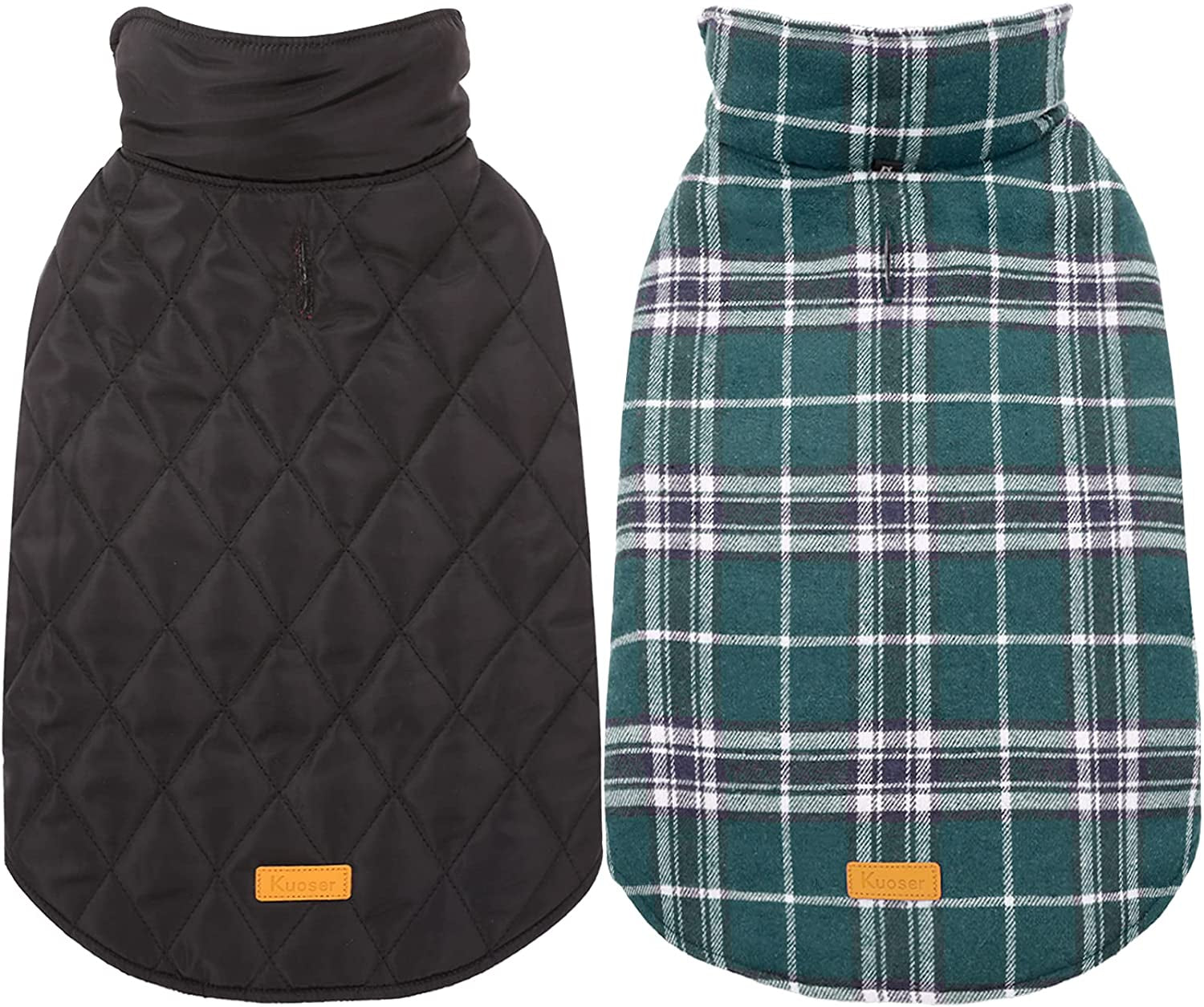 Kuoser Warm Dog Coat, Reversible Dog Jacket Waterproof Dog Winter Coat British Style Plaid Dog Clothes Pet Dog Cold Weather Coats Cozy Snow Jacket Vest for Small Medium Large Dogs Red M Animals & Pet Supplies > Pet Supplies > Dog Supplies > Dog Apparel Kuoser Green 3X-Large (Pack of 1) 