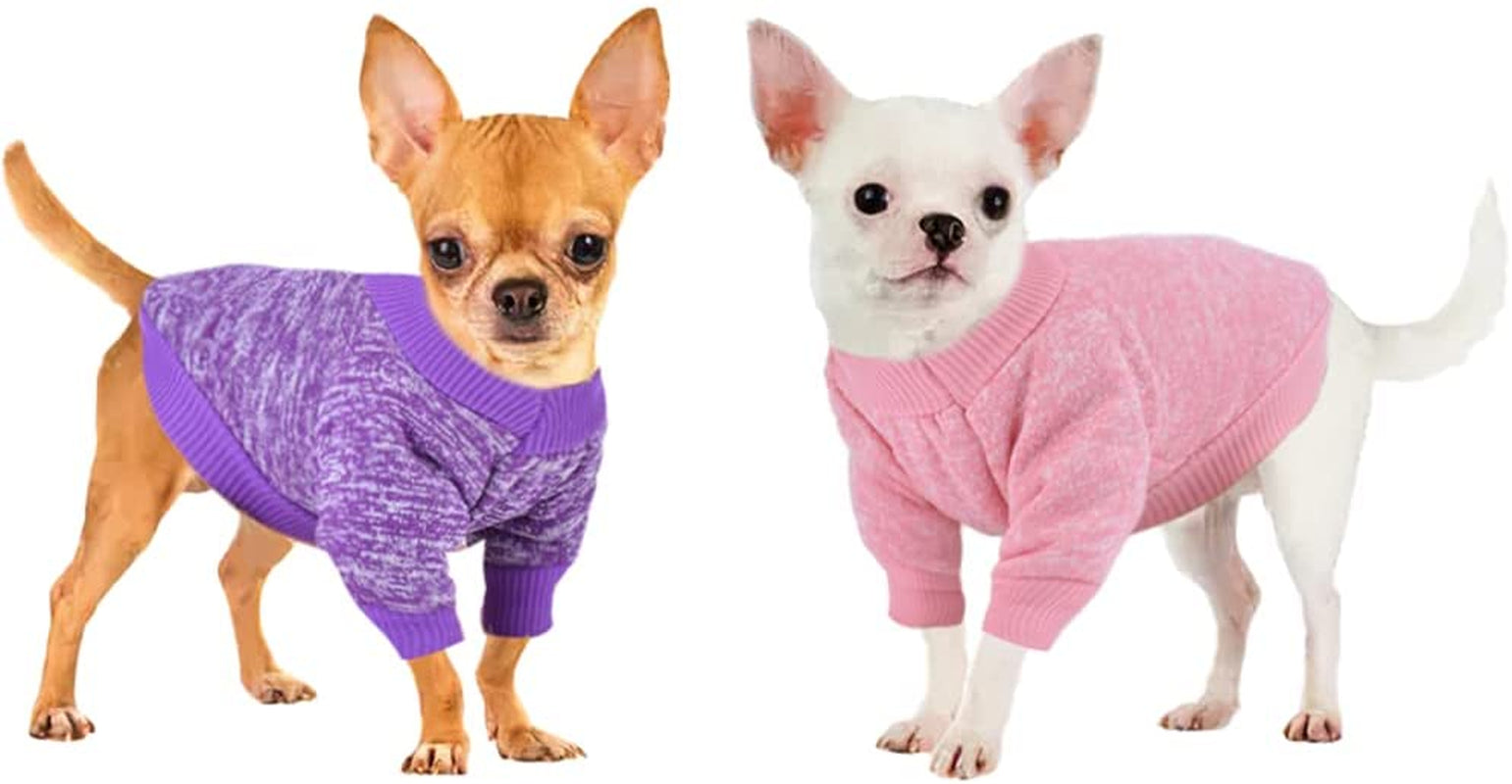 Chihuahua Sweaters for Dogs Puppy Hoodie with Pocket Tiny Dog Clothes Winter Fleece Warm Pet Doggie Sweatshirt for Small Girls Boys Yorkie Extra Small Dog Clothes XXS XS S, 2 Pieces (Xx-Small) Animals & Pet Supplies > Pet Supplies > Dog Supplies > Dog Apparel Sebaoyu purple,pink X-Small 