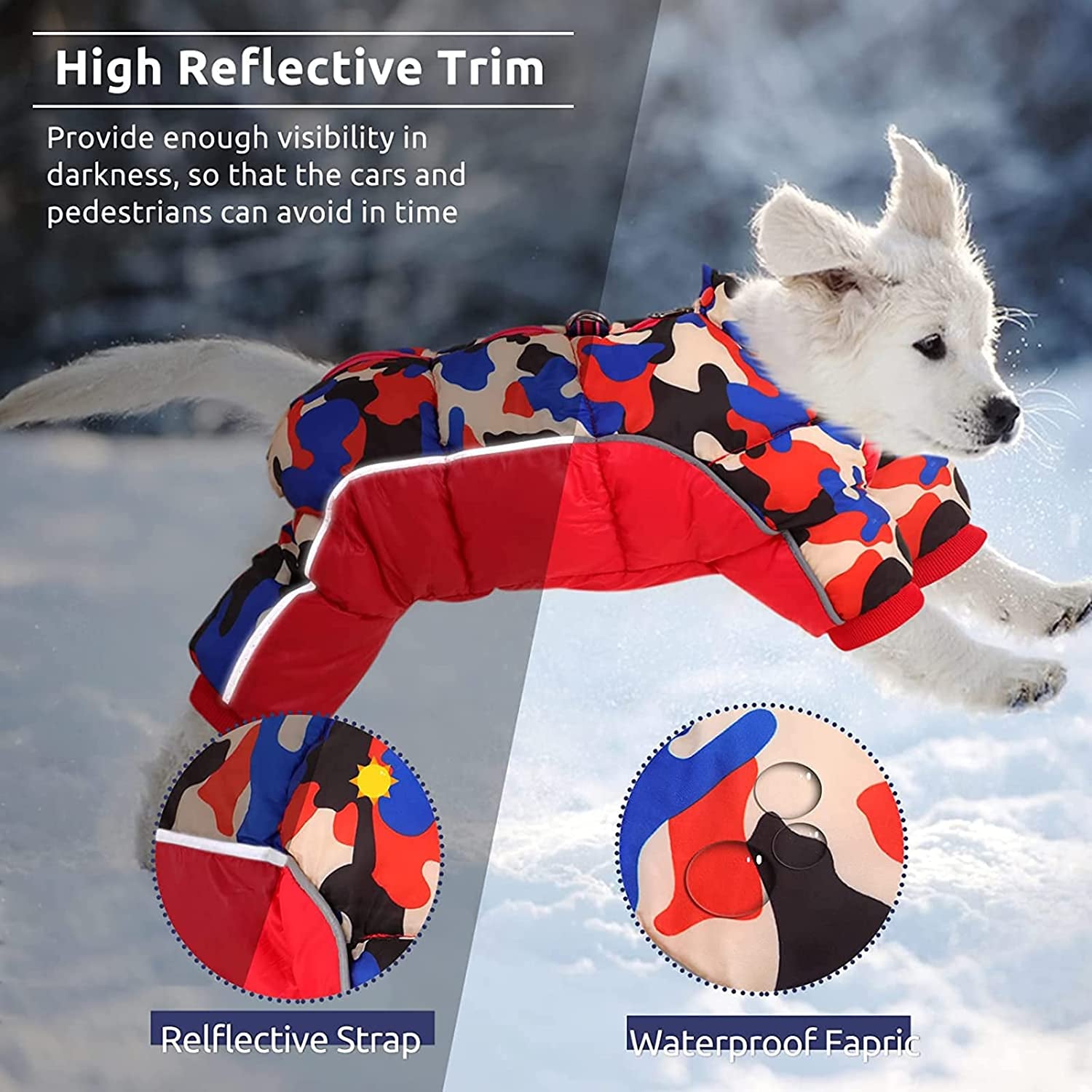 Winter Dog Pet Coat, Windproof Warm Dog Jacket Clothes with Four Legs Camouflage Clothes for Small Medium Large Dogs 3XL Animals & Pet Supplies > Pet Supplies > Dog Supplies > Dog Apparel COBEA0000077   