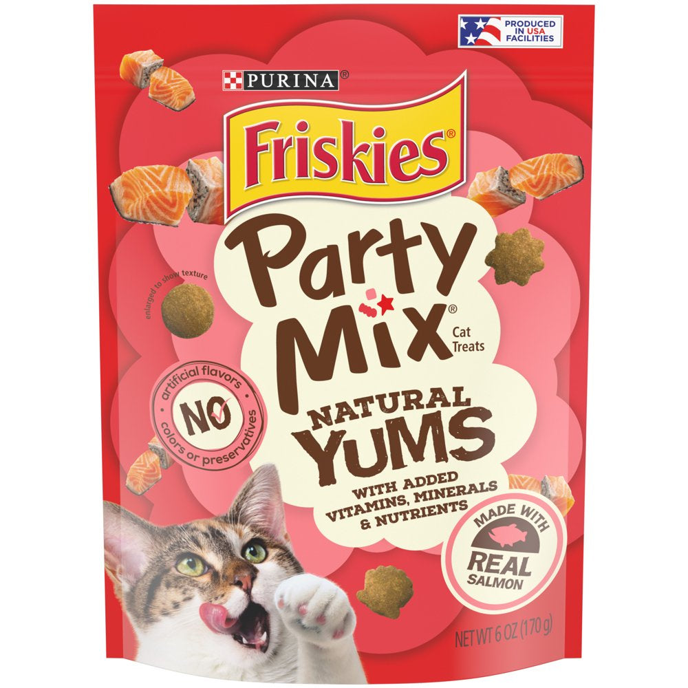 Friskies Natural Cat Treats, Party Mix Natural Yums with Real Salmon and Vitamins, Minerals & Nutrients, 6 Oz. Pouch Animals & Pet Supplies > Pet Supplies > Cat Supplies > Cat Treats Nestlé Purina PetCare Company   