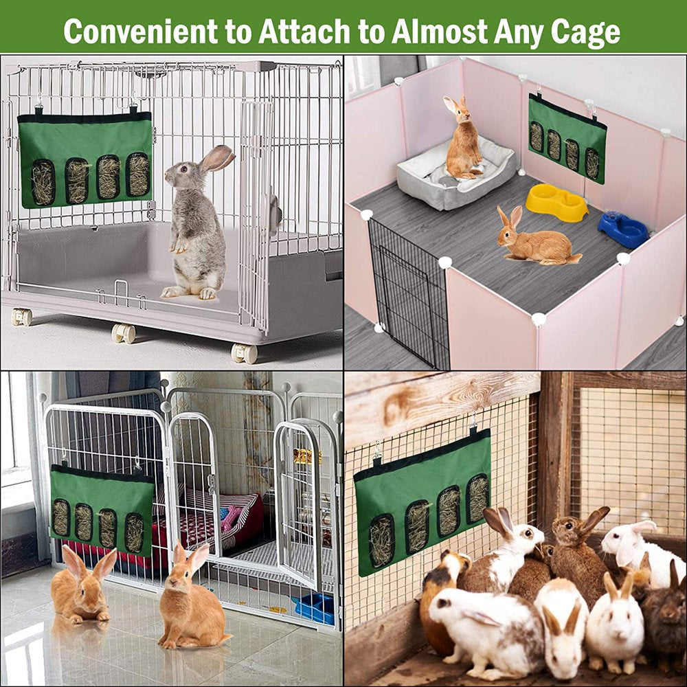 Ssawcasa 2PCS Rabbit Hay Feeder Bag,Hanging Guinea Pig Bunny Hay Bag with 4 Holes,Hanging Sack for Small Animals Feeding Supply (Green) Animals & Pet Supplies > Pet Supplies > Small Animal Supplies > Small Animal Food SSAWcasa   