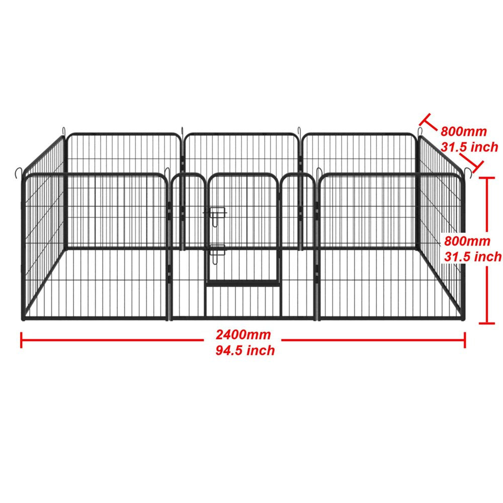 OVERDRIVE 8-Panels Large Indoor Metal Puppy Dog Run Fence / Iron Pet Dog Playpen, Metal, Black, 31.5'' X 31.5'' X 31.5''(L X W X H） Animals & Pet Supplies > Pet Supplies > Dog Supplies > Dog Kennels & Runs OVERDRIVE   