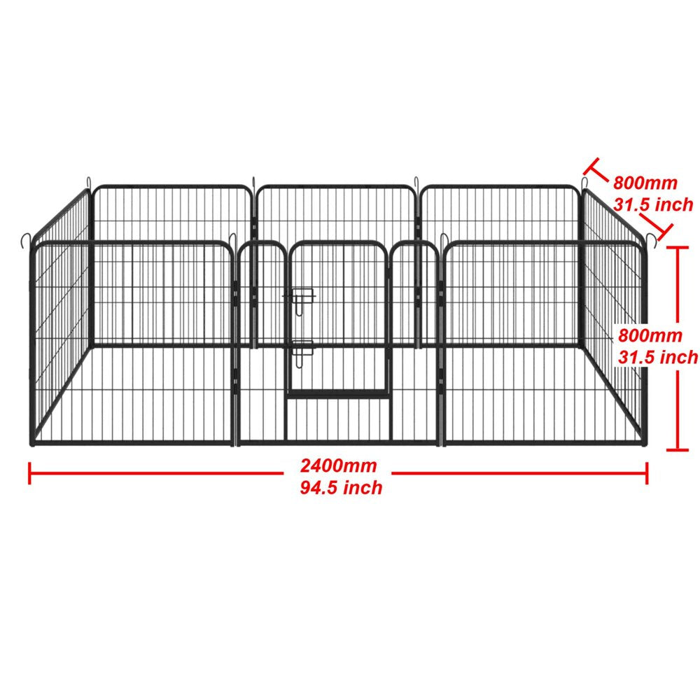 KALEFU 8-Panels Large Indoor Metal Puppy Dog Run Fence / Iron Pet Dog Playpen, Metal, Black, 31.5'' X 31.5'' X 31.5''(L X W X H） Animals & Pet Supplies > Pet Supplies > Dog Supplies > Dog Kennels & Runs KALEFU   