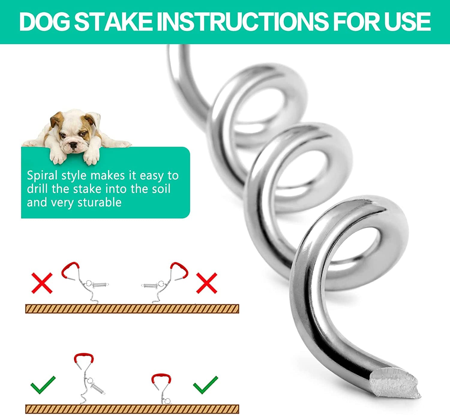 Dog Tie Out Stake Heavy Duty, Dog Stake for Yard with Spring, Dog Stake Sturdy for Training or Camping, Dog Anchor for Dog Runner, Attach to Tie Out Cable & Lead for Ground, Backyard & Sand Animals & Pet Supplies > Pet Supplies > Dog Supplies > Dog Apparel SnagleDirect   