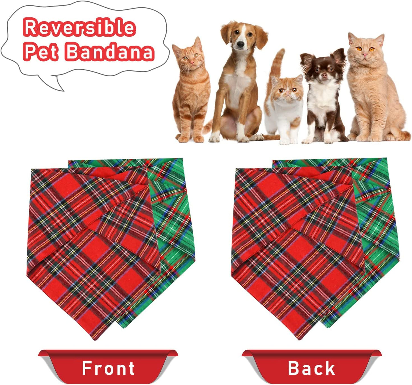 Malier 2 Pack Dog Bandana Christmas Classic Plaid Pets Scarf Triangle Bibs Kerchief Set Pet Costume Accessories Decoration for Small Medium Large Dogs Cats Pets (Green + Red, Large) Animals & Pet Supplies > Pet Supplies > Dog Supplies > Dog Apparel Malier   