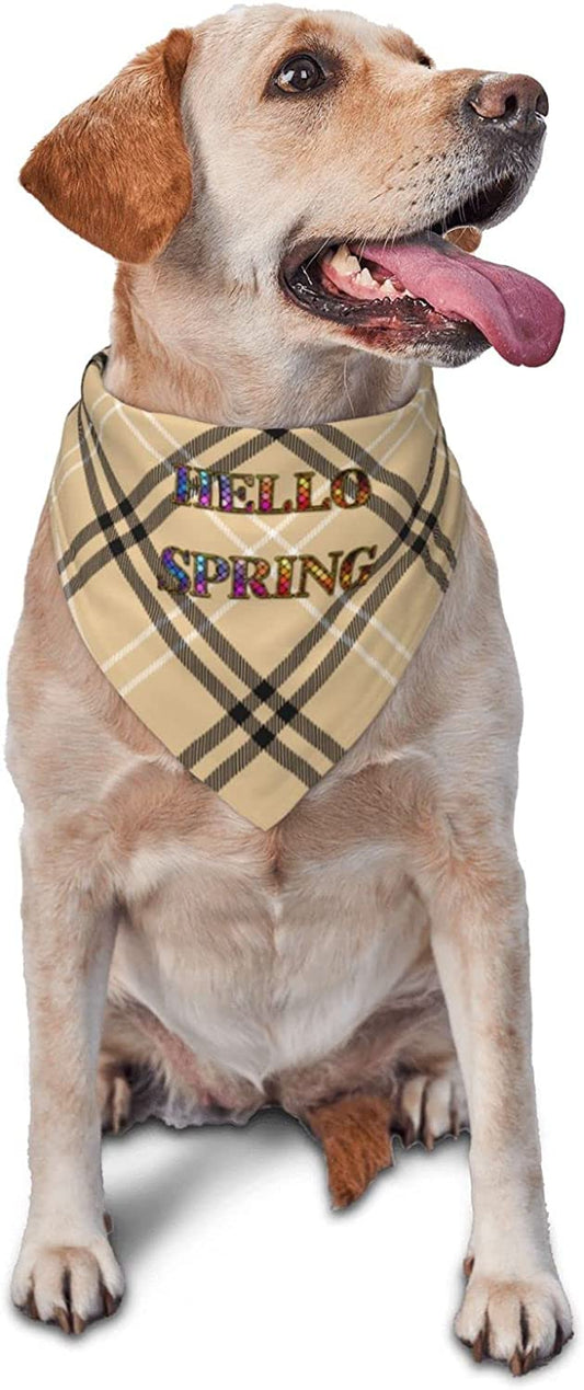 Vintage Hello Spring Gradient Pet Dog and Cat Decorative Triangle Scarf,Dog Bandana,Breathable and Stain Resistant. Animals & Pet Supplies > Pet Supplies > Dog Supplies > Dog Apparel ZALTAS   