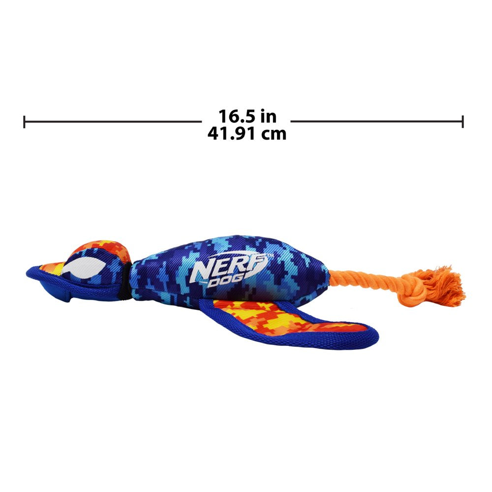 Nerf Dog Nylon Digital Camo Crinkle Wing Duck Launching Fetch Dog Toy, Orange/Blue, 16.5"