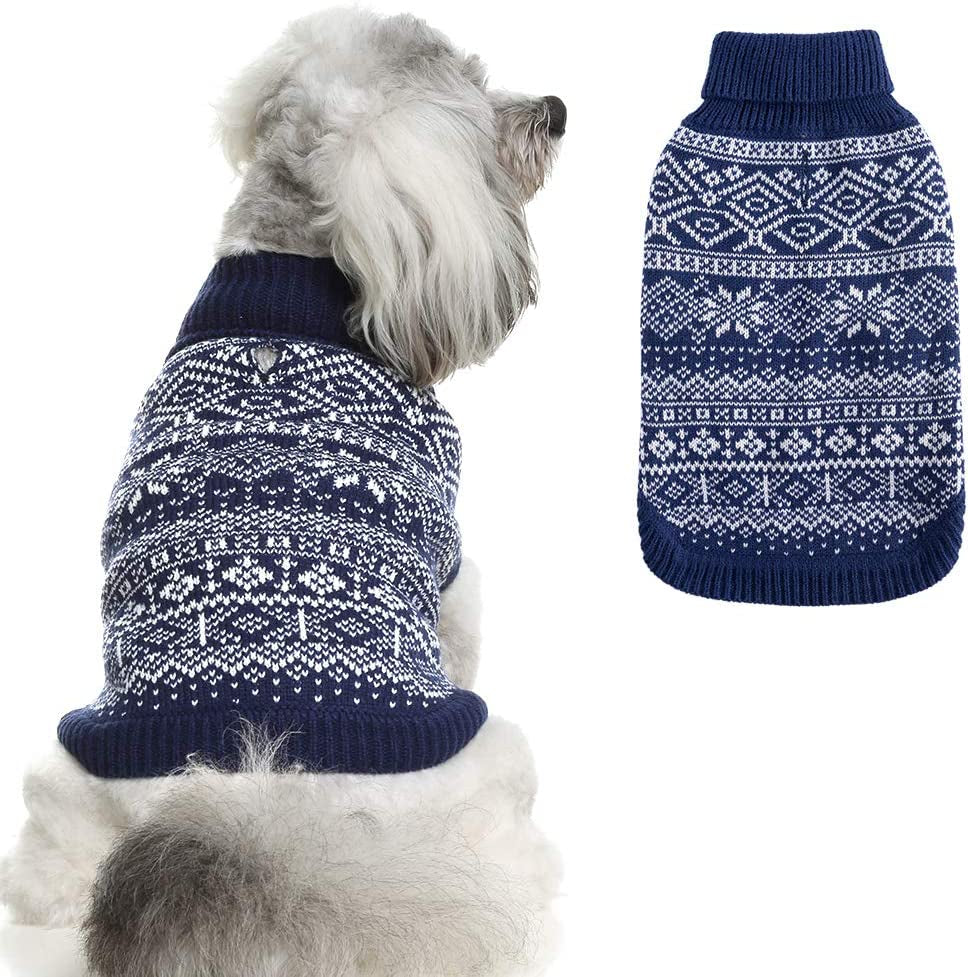 Dog Sweater Argyle - Warm Sweater Winter Clothes Puppy Soft Coat, Ugly Dog Sweater for Small Medium and Large Dogs, Pet Clothing Boy Girl Animals & Pet Supplies > Pet Supplies > Dog Supplies > Dog Apparel HOMIMP Blue X-Small 