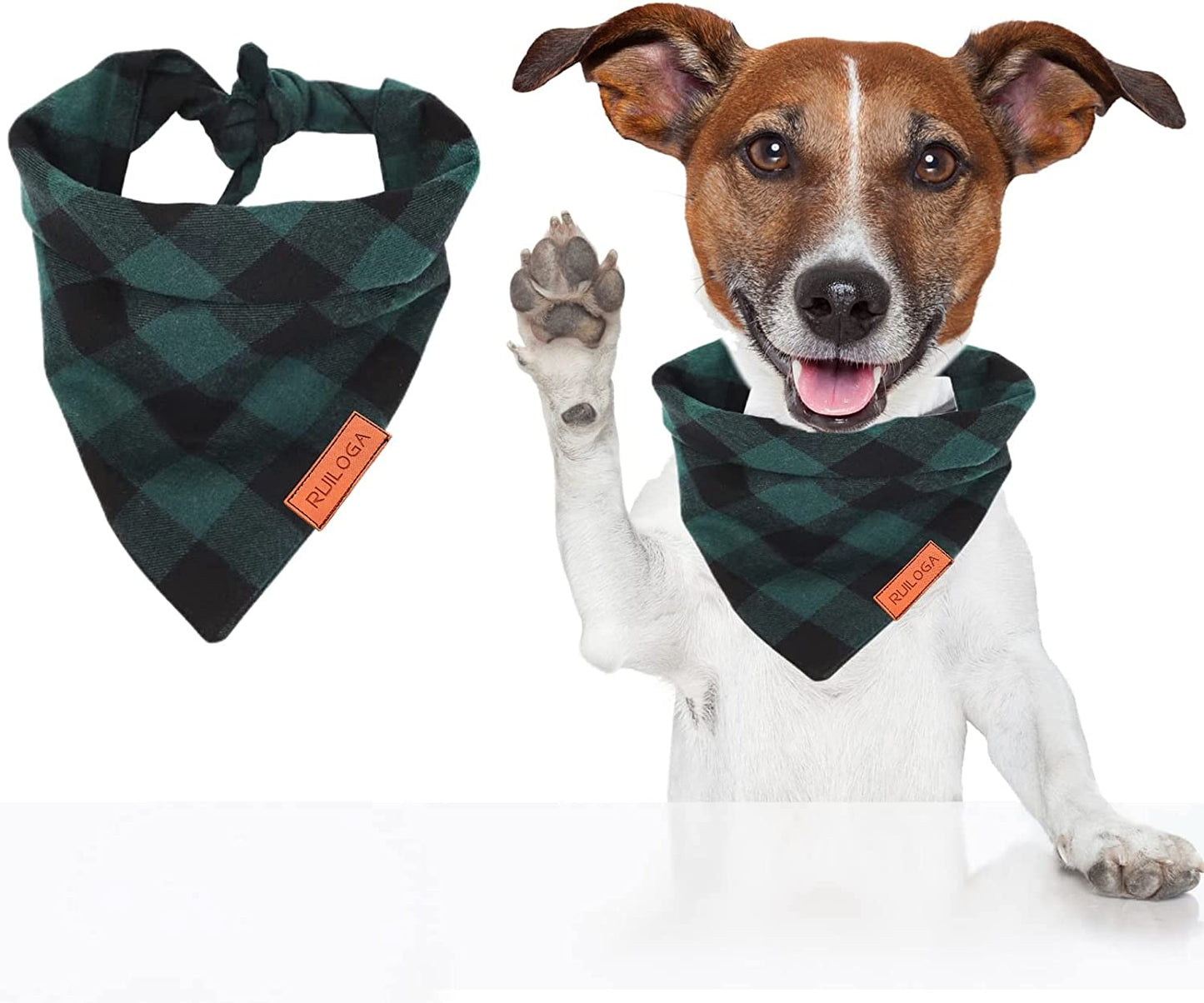 Buffalo Plaid Dog Bandanas 1Pack,Red Flannel Bandanas Scarfs Triangle Bibs for Small Medium Large Size Dogs and Cats Double Layer Thickening Washable Animals & Pet Supplies > Pet Supplies > Dog Supplies > Dog Apparel RUILOGA BlackGreen  