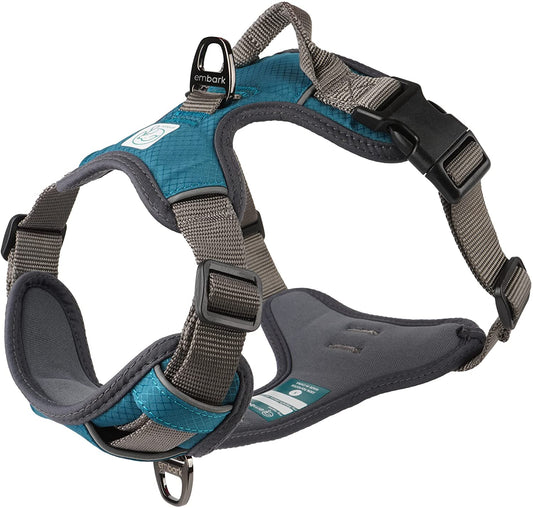 Embark Adventure Dog Harness, No Pull Dog Harness with 2 Leash Clips, Dog Harness for Medium Dogs No Pull. Front & Back with Control Handle, Adjustable Blue Dog Vest, Soft & Padded for Comfort Animals & Pet Supplies > Pet Supplies > Dog Supplies > Dog Apparel Embark Pets Teal Blue XL 