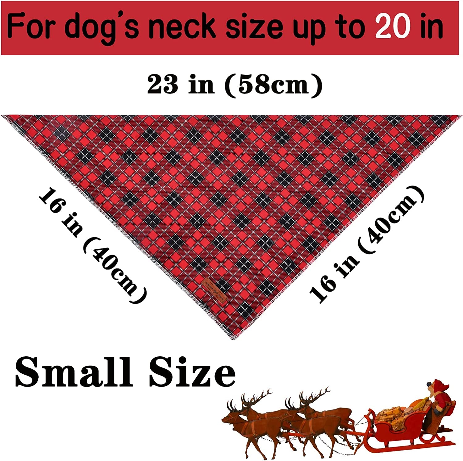 Unique Style Paws Christmas Plaid Dog Bandanas 1PC Cotton Washable Winter Triangle Dog Scarfs for Small Medium Large Dogs and Cats-Red Grid-S Animals & Pet Supplies > Pet Supplies > Dog Supplies > Dog Apparel Unique style paws   