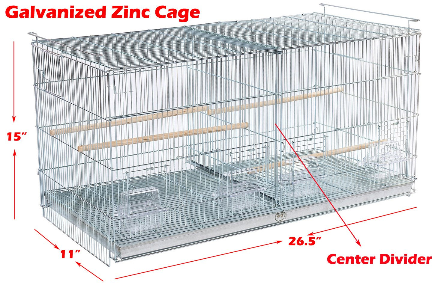 Combo-4 of Galvanized Zinc Plated Stack & Lock Double Breeding Breeder Flight Bird Cage Center Dividers Side Breeding Nest Doors with Rolling Stand Animals & Pet Supplies > Pet Supplies > Bird Supplies > Bird Cages & Stands Mcage   