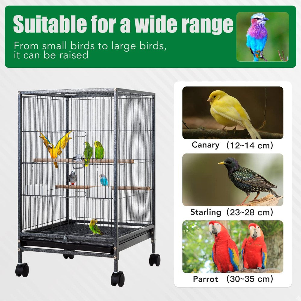 Bestpet 35-Inch Wrought Iron Bird Cage with Play Open Top and Rolling Stand,Black Animals & Pet Supplies > Pet Supplies > Bird Supplies > Bird Cages & Stands BestPet   