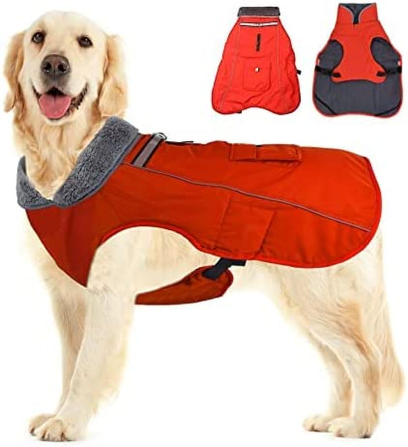 Dog Cold Weather Coats Dog Apparel for Warm Dog Jacket Reflective Waterproof Windproof Dog Vest Winter Coat Warm for Small Medium Large Dogs Sweaters Clothes Easy Put on and off （L-3XL） Animals & Pet Supplies > Pet Supplies > Dog Supplies > Dog Apparel Seicipet red-new X-Large 