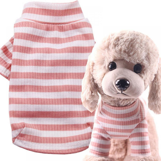 Pet Clothes Dog Shirt Stripe Knitted Shirt Turtleneck Doggy Pet Apparel for Small, Medium Dogs Animals & Pet Supplies > Pet Supplies > Dog Supplies > Dog Apparel CN XS Pink 