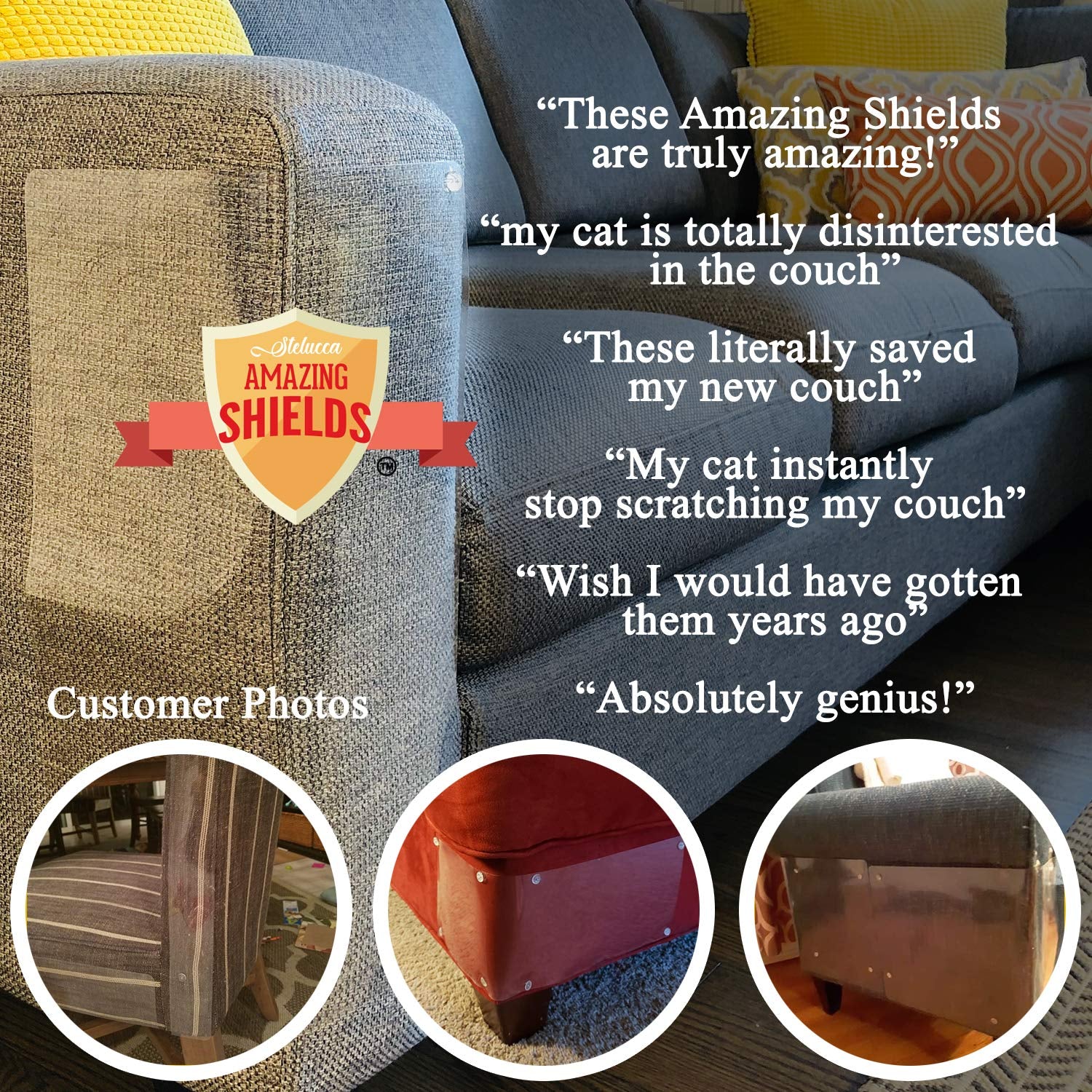 Stelucca Amazing Shields Set X-Large Furniture Protectors from Cats - Cat Repellent for Furniture - Cat Scratch Deterrent - Cat Couch Protector - Scratch Pad - Cat Couch - Cat Scratcher 6 Animals & Pet Supplies > Pet Supplies > Cat Supplies > Cat Furniture Amazing Shields   