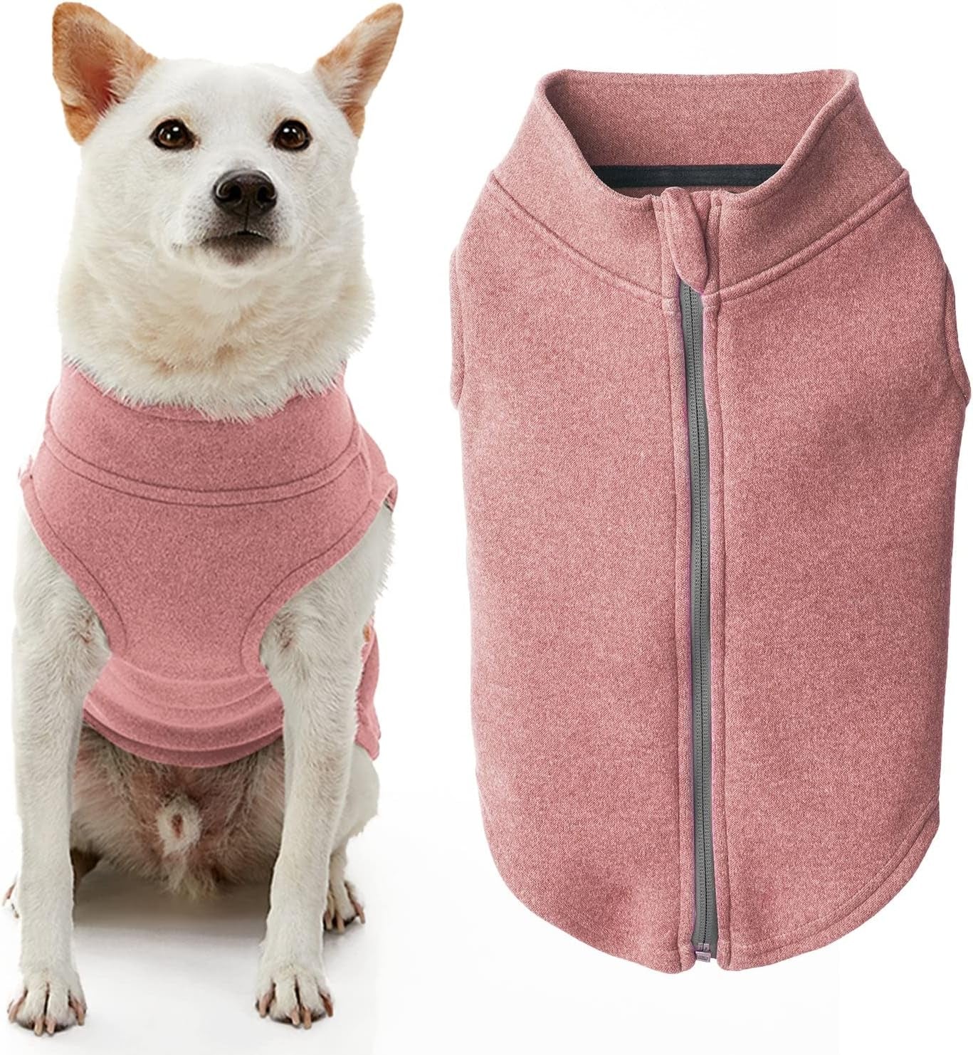 Gooby Zip up Microfiber Fleece Dog Sweater - Purple, Medium - Warm Double Layered Soft Microfiber Fleece Step-In Dog Jacket without Ring Leash - Winter Dog Sweaters for Small Dogs and Medium Dogs Animals & Pet Supplies > Pet Supplies > Dog Supplies > Dog Apparel Inafiction USA Pink-Micro Large chest (~20") 