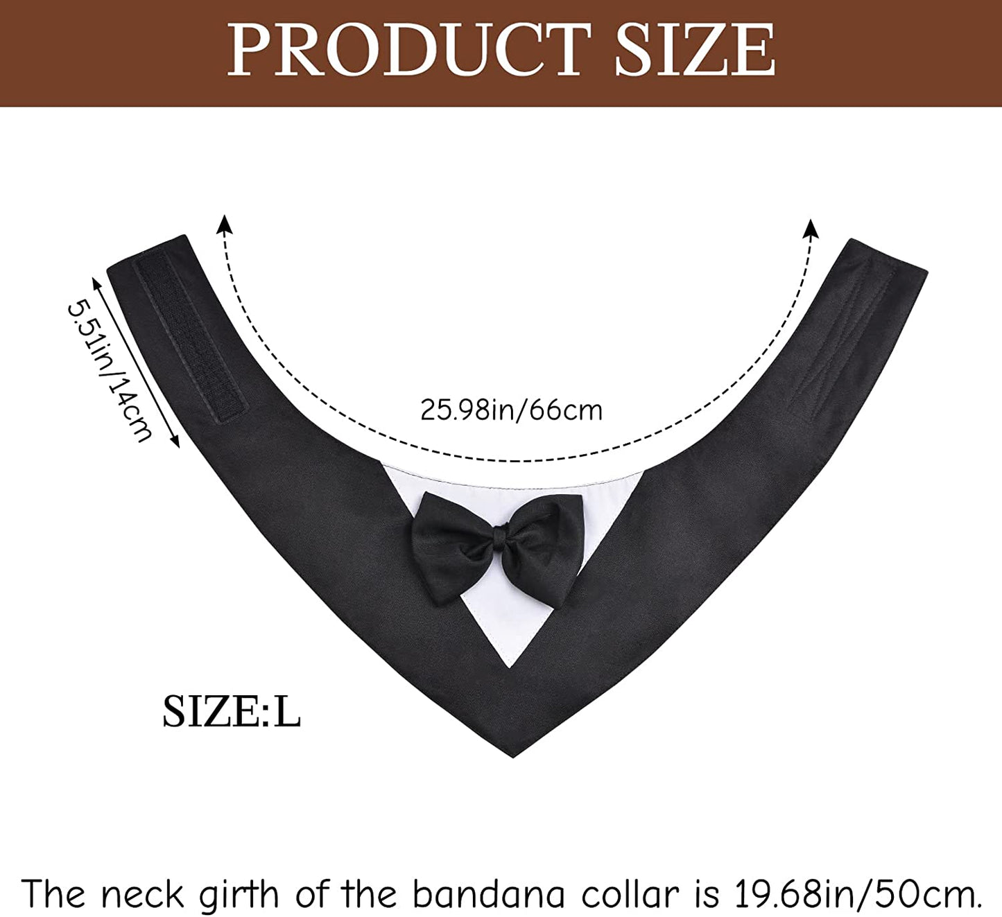 URROMA 1 PC Formal Dog Bandana Collar, Pet Tuxedo Collar with Bow Tie Dog Wedding Bowtie Collar, Black L Animals & Pet Supplies > Pet Supplies > Dog Supplies > Dog Apparel URROMA   