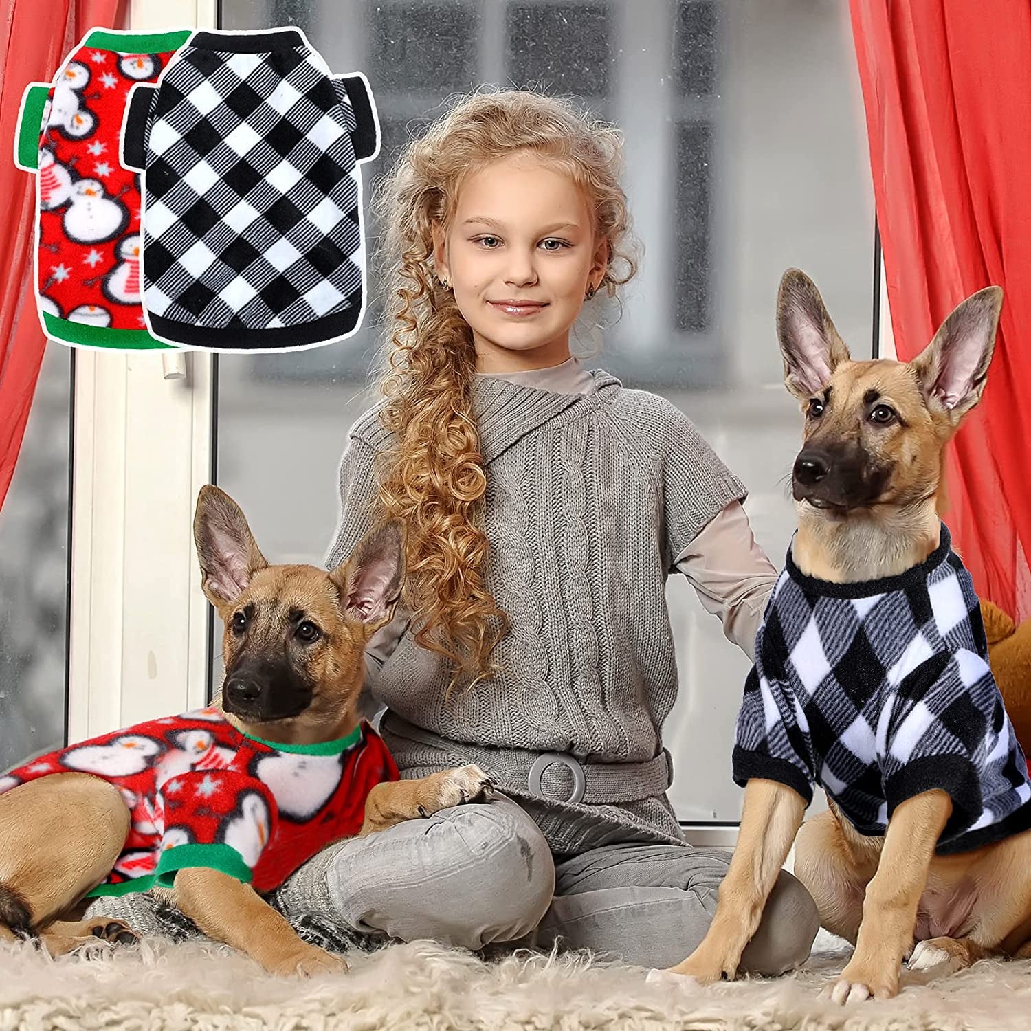 7 Pcs Dog Fleece Sweaters Dog Warm Sweater Dog Sweatshirt Winter Dog Outfits Soft Fleece Puppy Sweater Outfits for Chihuahua Yorkshire Pets Dog Cat (Cool, L(Neck: 13.39", Chest: 19.61", Back: 14.17")) Animals & Pet Supplies > Pet Supplies > Dog Supplies > Dog Apparel Xuniea   