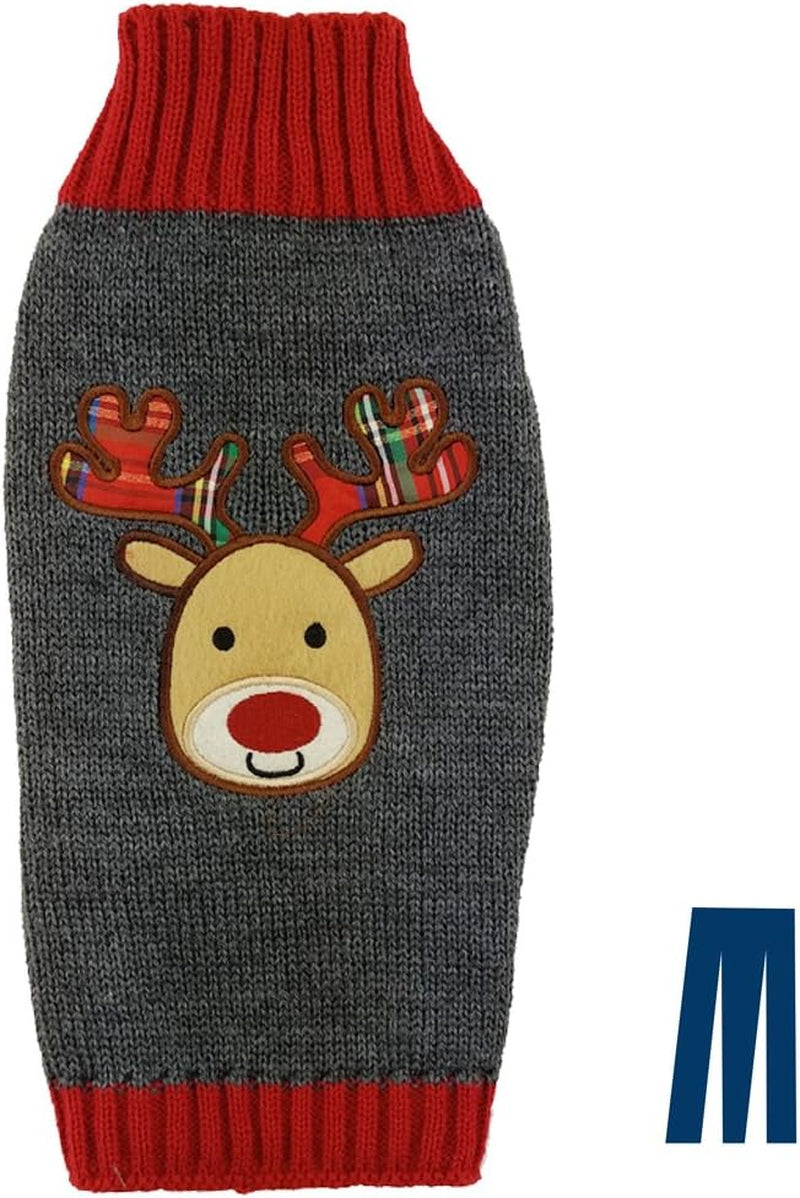 Mikayoo Pet Sweater for Small Dog/Cat,Ugly Sweater,Color Horizontal Stripes,Christmas Holiday Xmas, Elk Series, Reindeer Series,With Lights and Snowball(M) Animals & Pet Supplies > Pet Supplies > Dog Supplies > Dog Apparel ym Gray L 