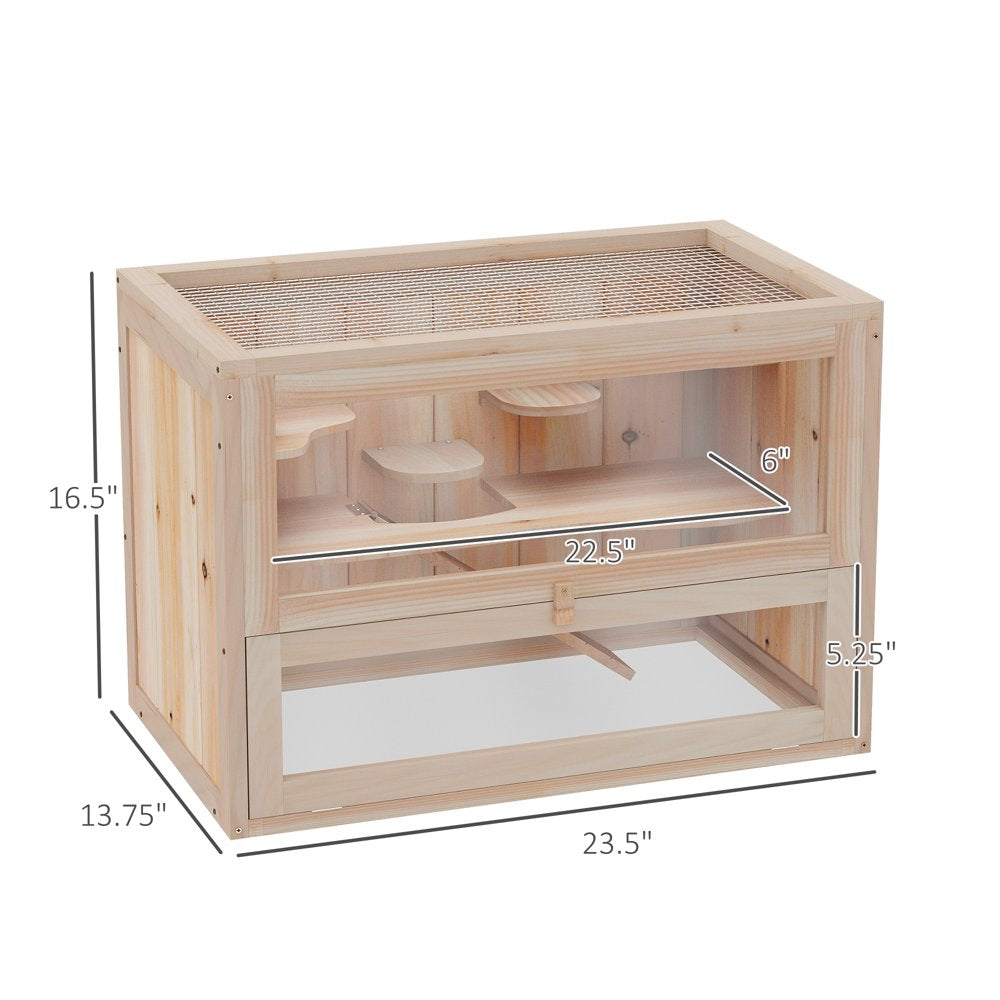 Pawhut 2-Level Hamster Cage & Small Animal Habitat for Rabbits, Guinea Pigs, & Chinchillas with Openable Roof & Window Animals & Pet Supplies > Pet Supplies > Small Animal Supplies > Small Animal Habitats & Cages Aosom LLC   