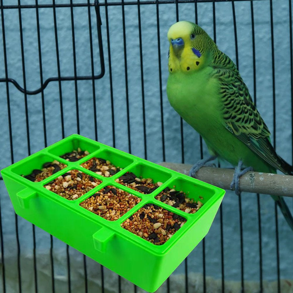 HEVIRGO Parrot Feeder 8 Compartments Splash-Proof Food Bowl Pet Bird Hanging Feeding Container Cage Accessories Green ABS Animals & Pet Supplies > Pet Supplies > Bird Supplies > Bird Cage Accessories HEVIRGO   