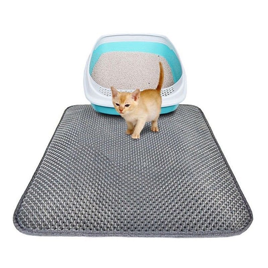 EQWLJWE Cat Litter Mat, Kitty Litter Trapping Pad, Honeycomb Double-Layer Cat Mat for Litter Box, Easy Clean, Large Size, Black Litter Trapper Catcher Rug, Waterproof, Urine Proof Animals & Pet Supplies > Pet Supplies > Cat Supplies > Cat Litter Box Mats EQWLJWE 15.7" x 19.6" Gray 