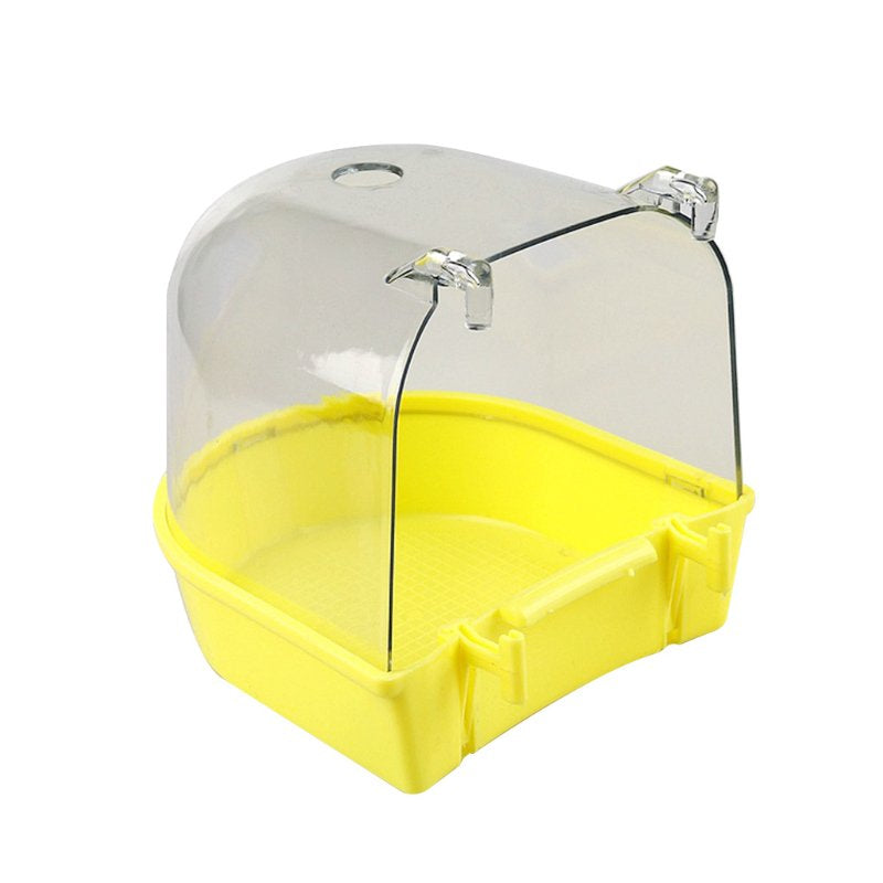 BOOYOU Bird Bath Box Parrot Bathing Cage Accessory for Small Birds Parakeet Canary Budgerigar Lovebirds Transparent Top Animals & Pet Supplies > Pet Supplies > Bird Supplies > Bird Cage Accessories BOOYOU Yellow  