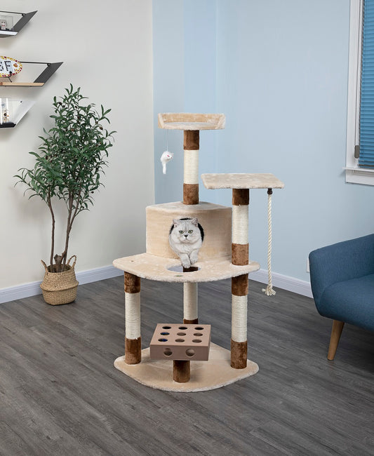 Go Pet Club SF056 IQ Busy Box Cat Tree House Toy Condo Pet Furniture&#44; 32 W X 25 L X 48 H In. Animals & Pet Supplies > Pet Supplies > Cat Supplies > Cat Furniture Go Pet Club   