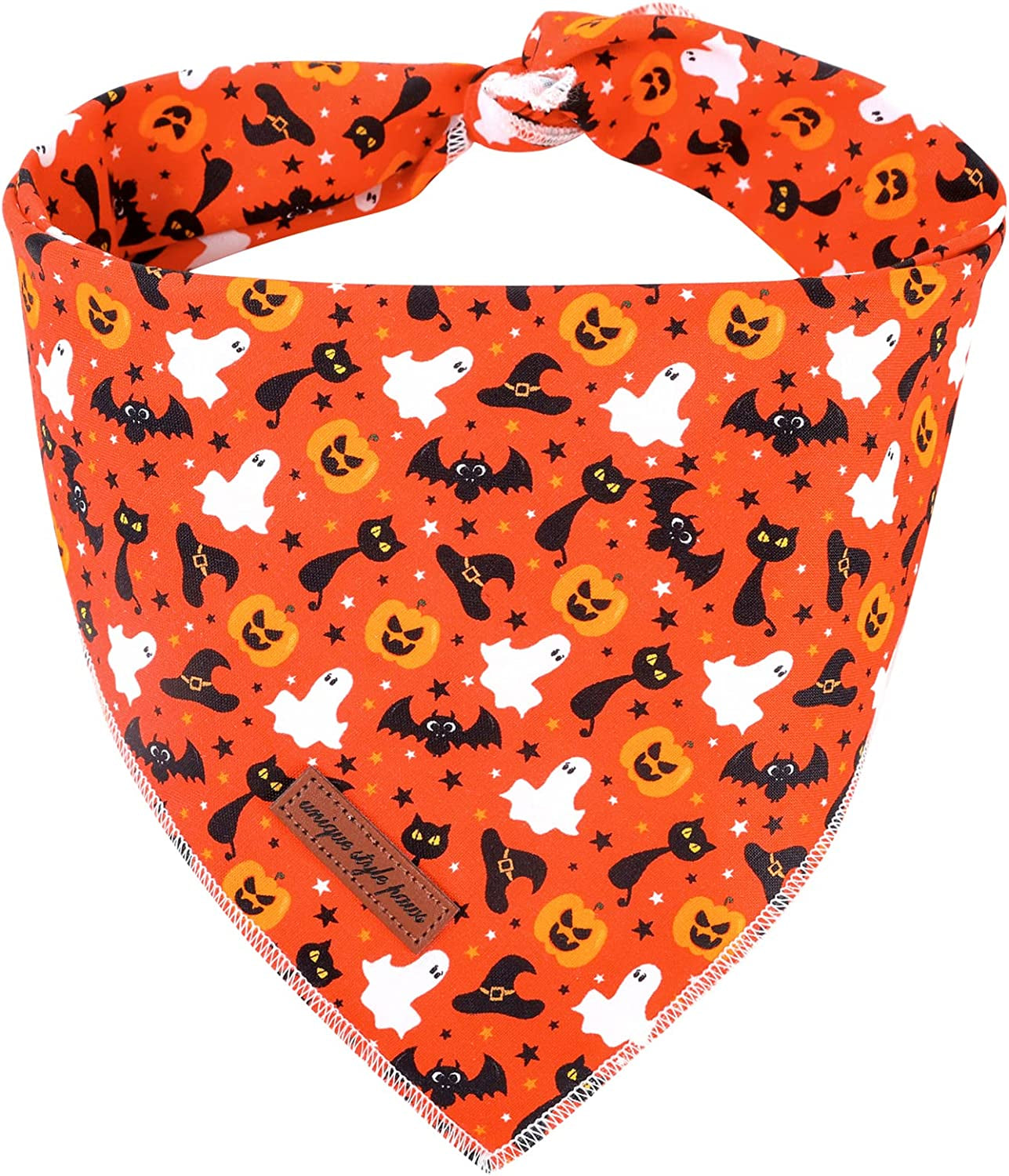 Unique Style Paws Christmas Plaid Dog Bandanas 1PC Cotton Washable Winter Triangle Dog Scarfs for Small Medium Large Dogs and Cats-Red Grid-S Animals & Pet Supplies > Pet Supplies > Dog Supplies > Dog Apparel Unique style paws A-Halloween party Small 