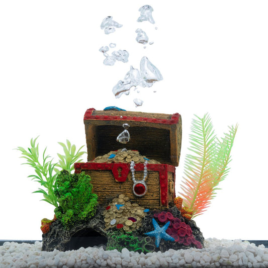 Glofish Treasure Chest Ornament, Extra-Large Detailed Aquarium Décor, Changes Color under Blue and Black Leds Animals & Pet Supplies > Pet Supplies > Fish Supplies > Aquarium Lighting Spectrum Brands, Pet, LLC Other  