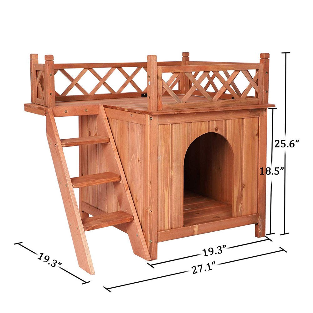 Karmas Product Dog House Weather Resistant Wooden Kennel with Balcony and Stairs for Small Pets Animals & Pet Supplies > Pet Supplies > Dog Supplies > Dog Houses KARMAS PRODUCT   