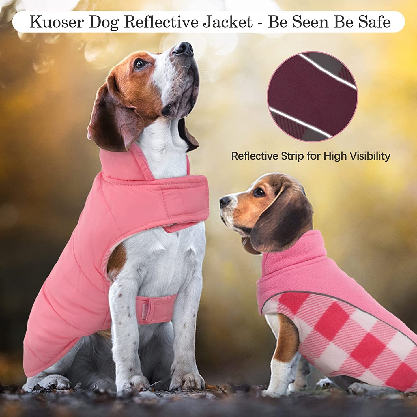 Kuoser Reversible Dog Coat, Warm Waterproof Dog Jacket, British Style Plaid Dog Winter Coats, Puppy Cold Weather Vest Windproof Outdoor Clothes Dog Snow Jackets for Small Medium Large Dogs Animals & Pet Supplies > Pet Supplies > Dog Supplies > Dog Apparel Kuoser   