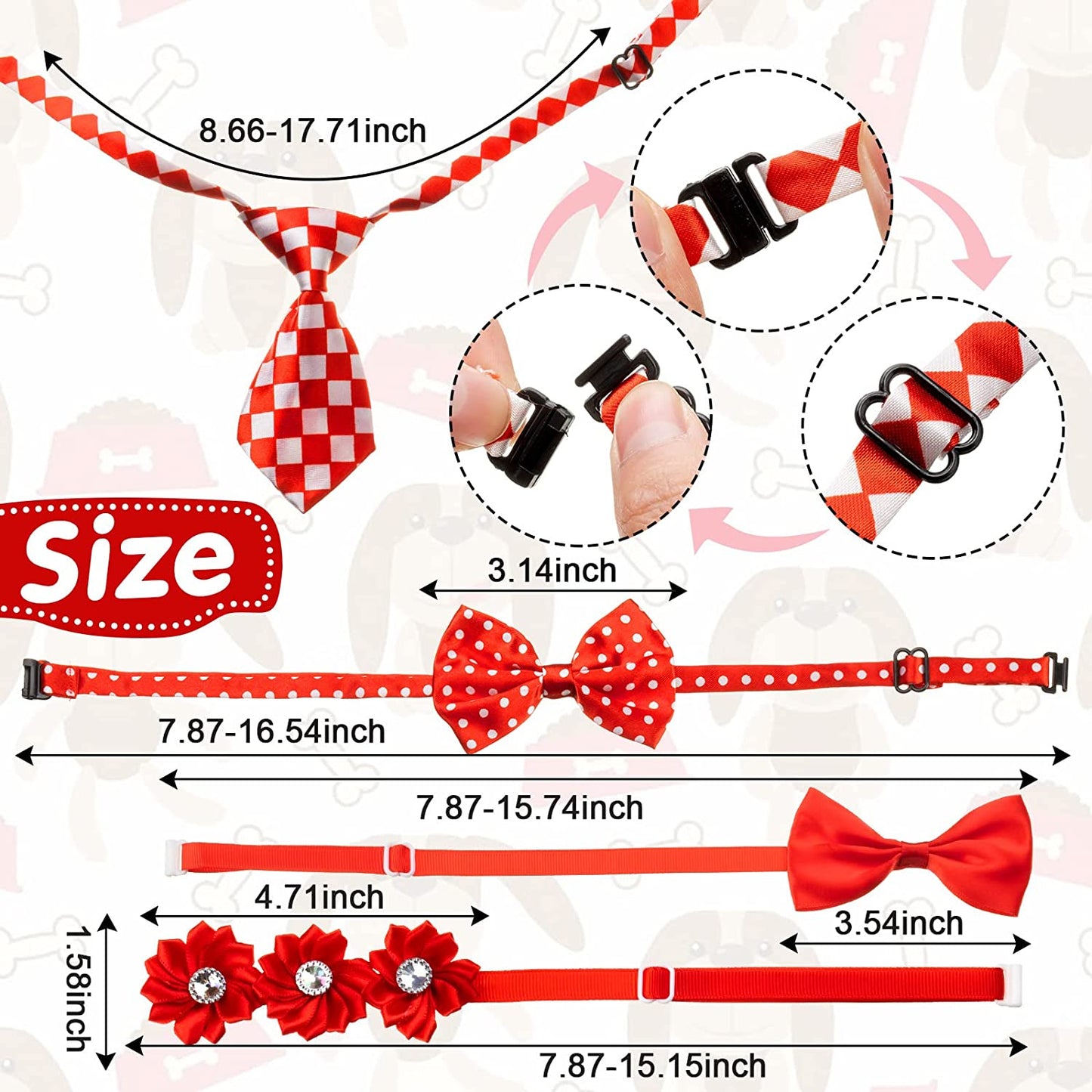 100 Pcs Adjustable Dog Ties Set Includes 50 Dog Bow Ties 25 Dog Neckties 25 Flower Dog Neck Tie Assorted Bowtie Dog Collar Grooming Accessories for Medium Large Dog Birthday Festival Holiday Party Animals & Pet Supplies > Pet Supplies > Dog Supplies > Dog Apparel Chumia   