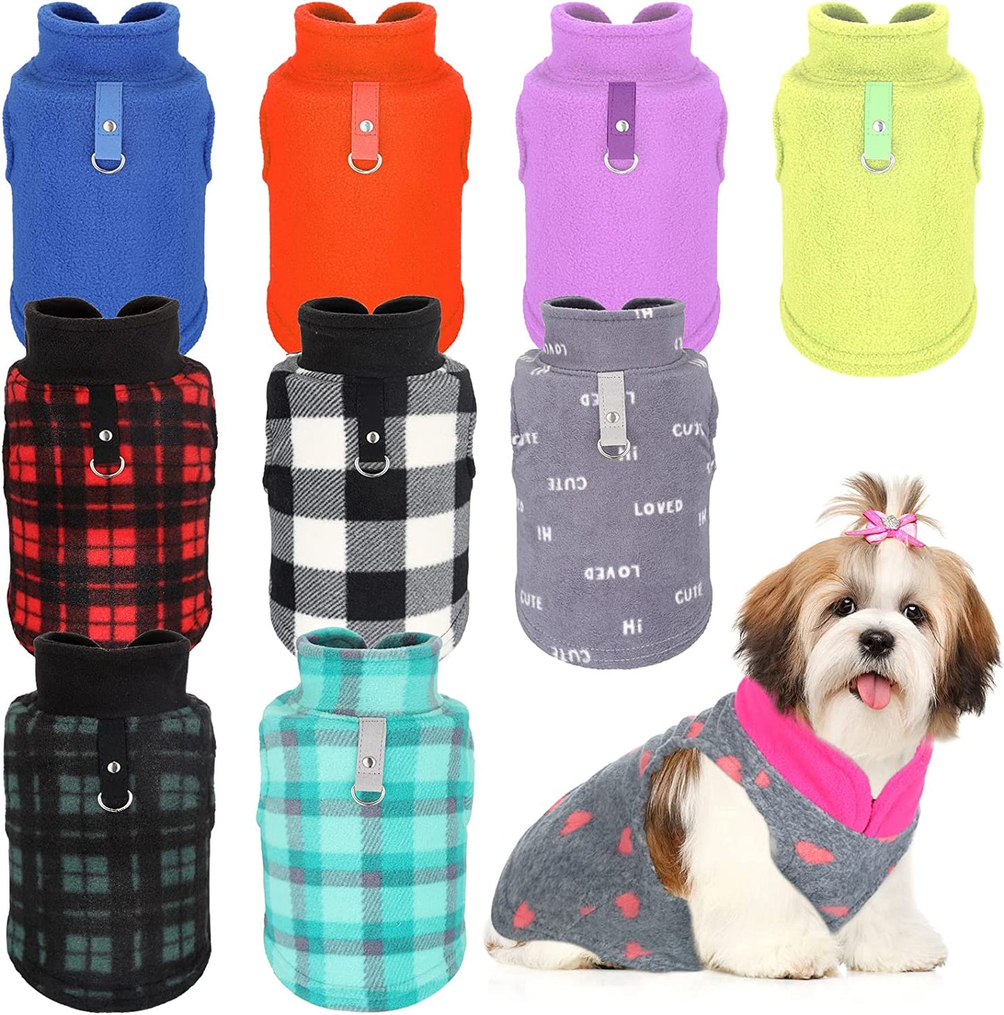 10 Pack Dog Sweaters for Small Dogs Fleece Small Dog Sweaters with Leash Ring Puppy Sweater Fleece Soft Dog Winter Cold Weather Indoor and Outdoor (Large) Animals & Pet Supplies > Pet Supplies > Dog Supplies > Dog Apparel Reginary Medium  